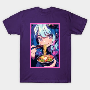 Cute Anime Girl |  Ramen Noodles | Hentaii Chibi Kawaii Design T-Shirt